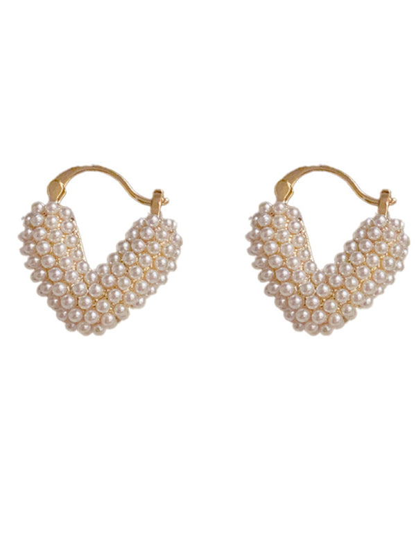 New sweet millet beads love heart sweet and cool niche design earrings