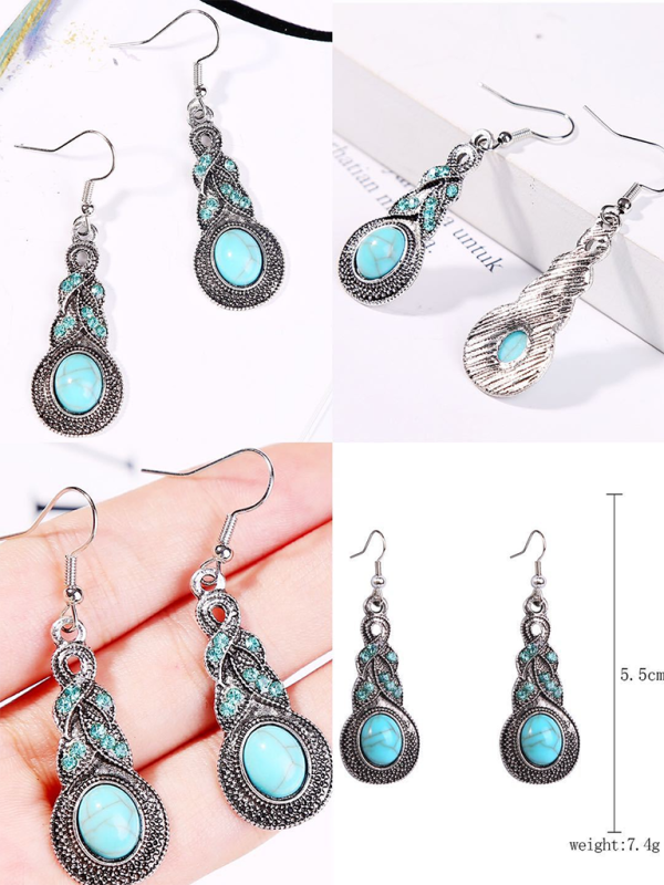 Bohemian vintage ethnic turquoise earring set
