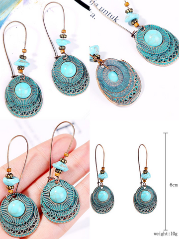 Bohemian vintage ethnic turquoise earring set