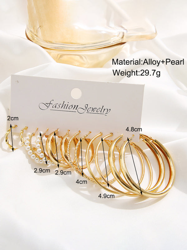 Metal earrings square geometric earrings retro earrings earrings set 6 pieces