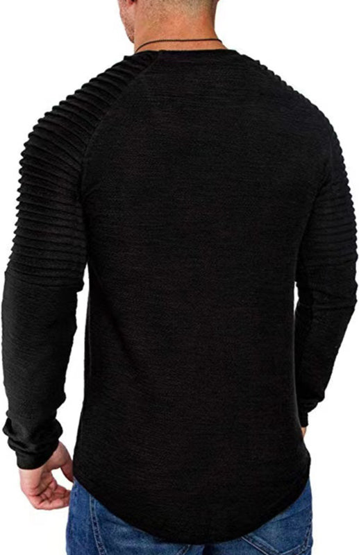 Men's Casual Ribbed Sleeve Knit T-shirt