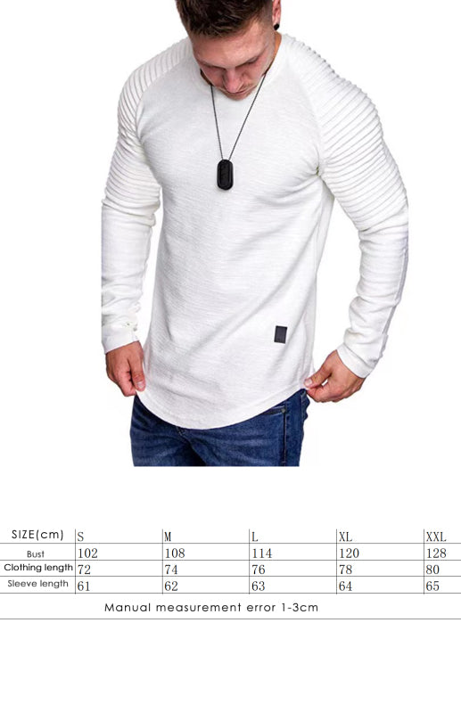 Men's Casual Ribbed Sleeve Knit T-shirt