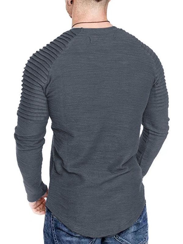 Men's Casual Ribbed Sleeve Knit T-shirt