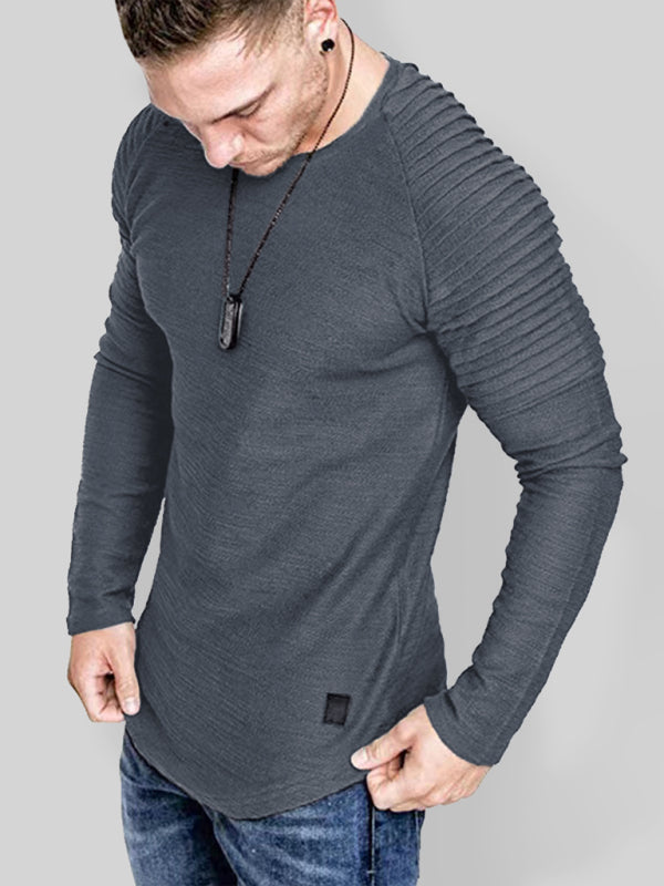 Men's Casual Ribbed Sleeve Knit T-shirt