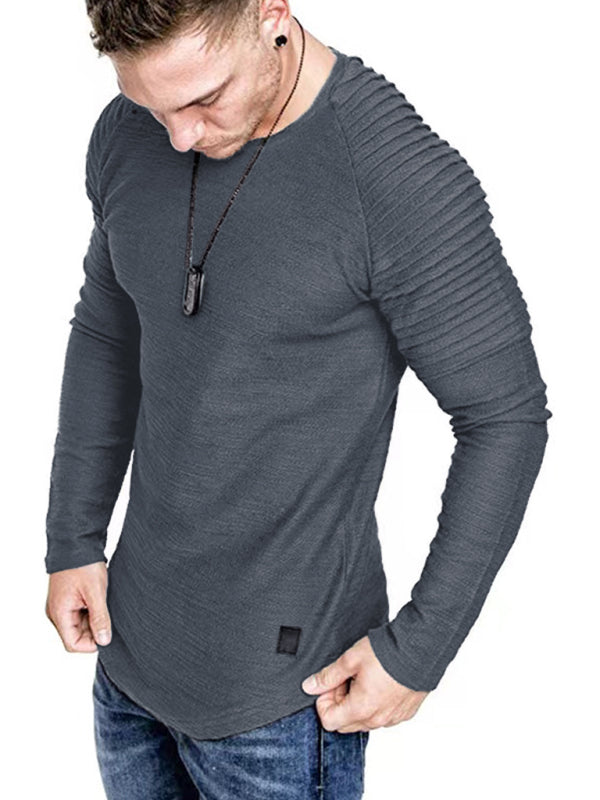 Men's Casual Ribbed Sleeve Knit T-shirt