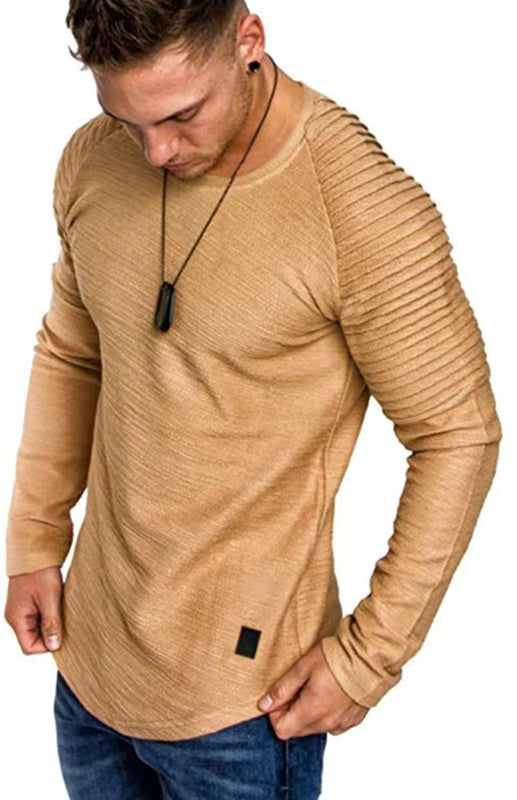 Men's Casual Ribbed Sleeve Knit T-shirt