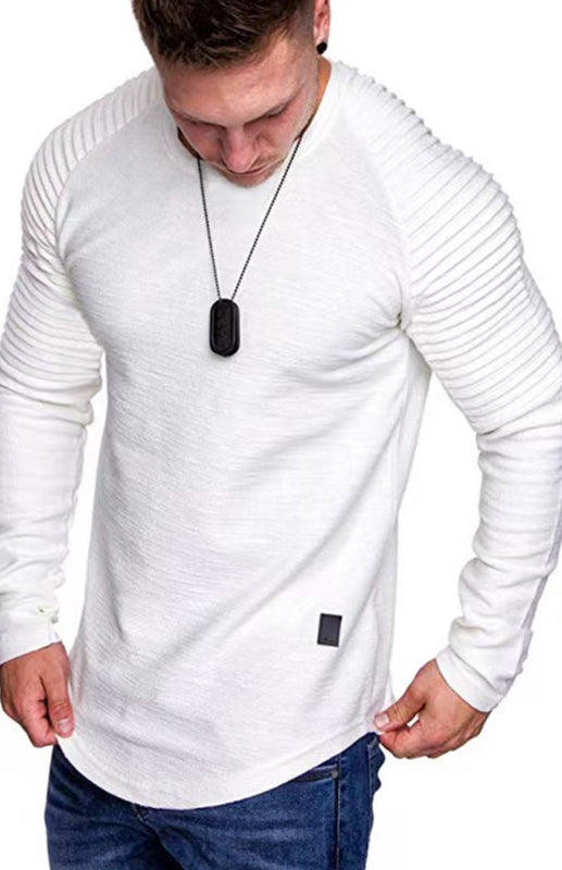 Men's Casual Ribbed Sleeve Knit T-shirt