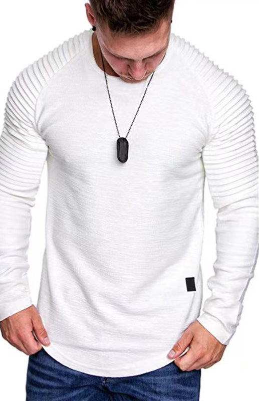 Men's Casual Ribbed Sleeve Knit T-shirt