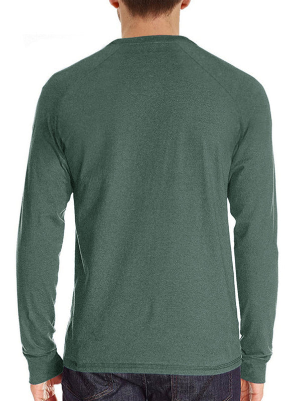 Men Casual Button Henley Long Sleeve