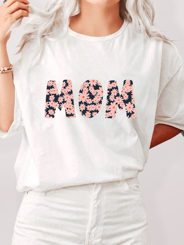Floral Print MOM Graphic Casual Tee