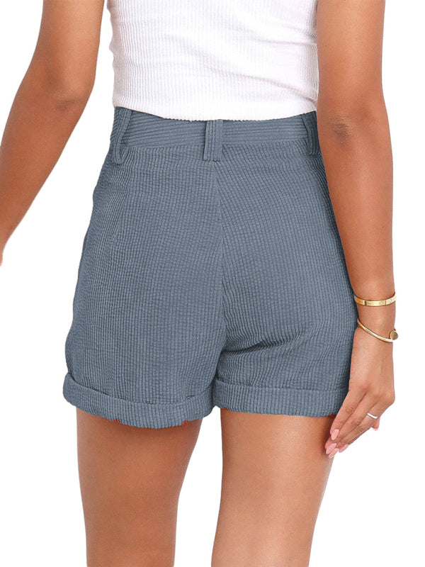 Casual Woven Polyester Summer High Waist Shorts