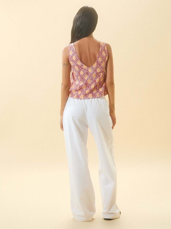 Striped drawstring casual loose straight-leg home trousers