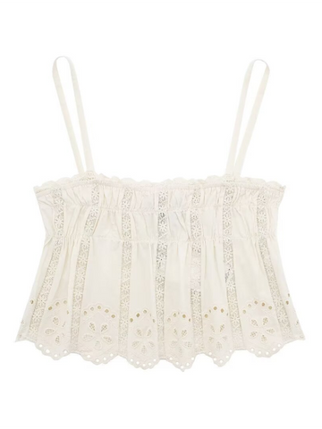 Ladies new embroidered beige tank top