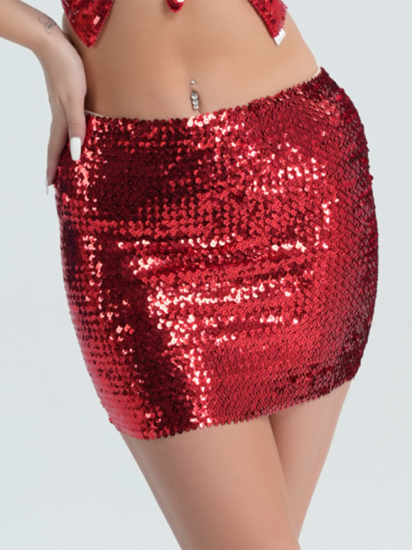 Sequined hip skirt stage performance dance skirt dance party nightclub skirt holiday party performance short skirt