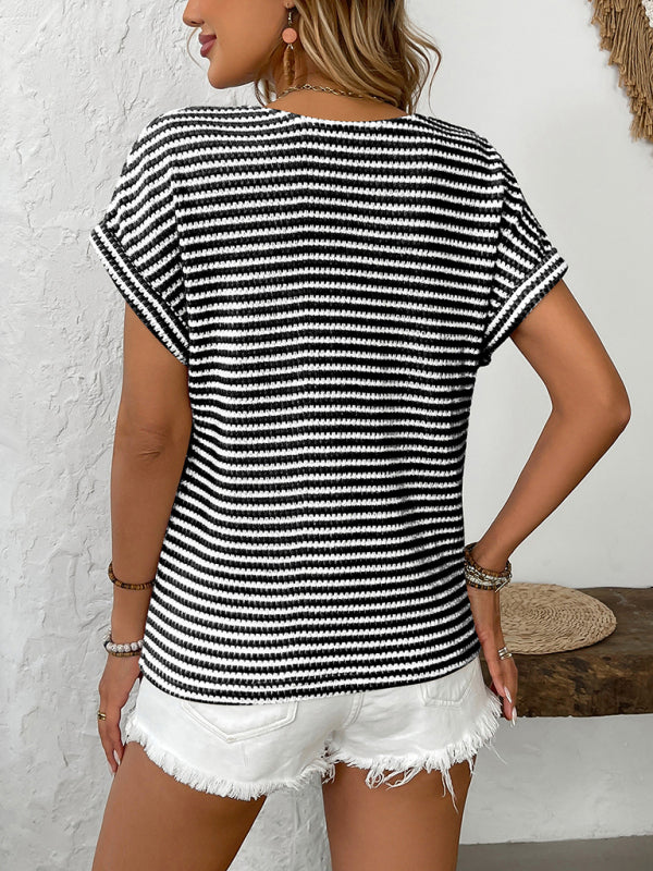 New arrival ladies' knitted V-neck button-down short sleeves