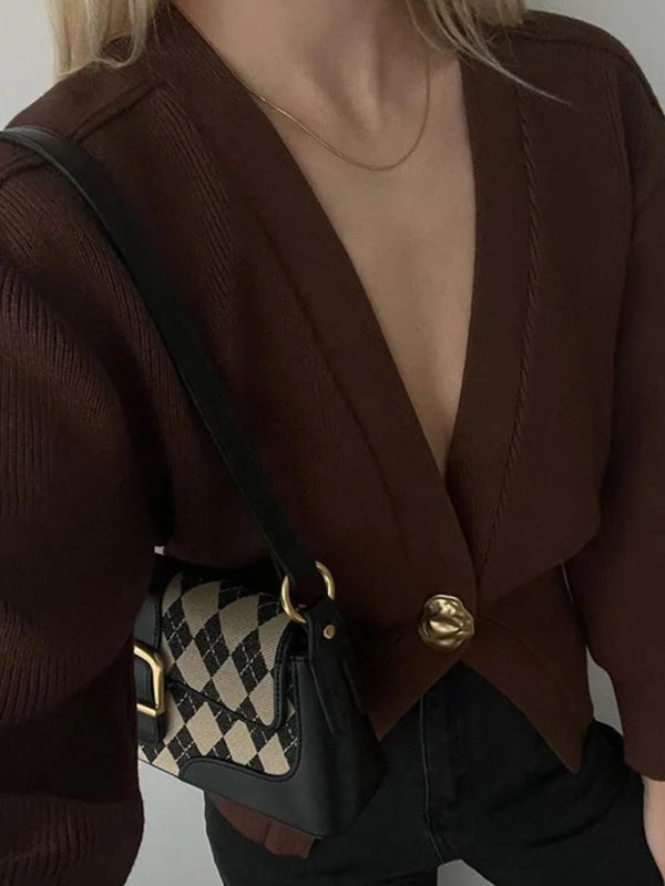 V-neck button-down cardigan