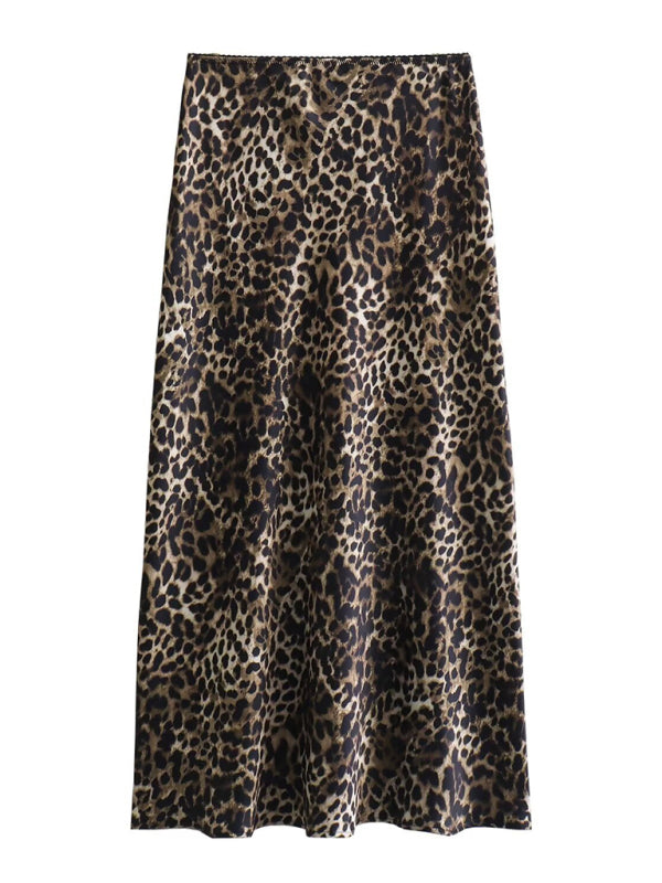 Leopard print casual skirt