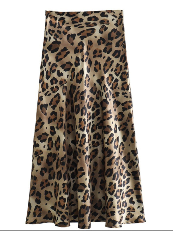 Leopard print two-tone hip skirt