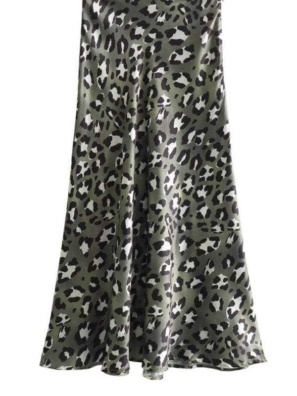 Leopard print two-tone hip skirt
