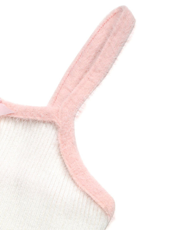 Bowknot suspenders with large square collar small vest