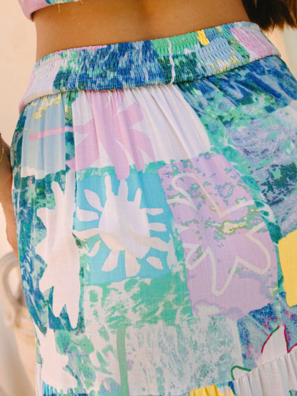 New teal bohemian resort beach skirt