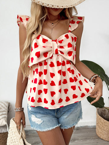 Sweet Love Bowknot Baby Shirt Small Flying Sleeve Tank Top