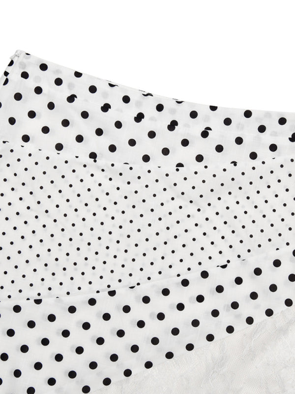 Polka Dot Sexy Lace Irregular Skirt